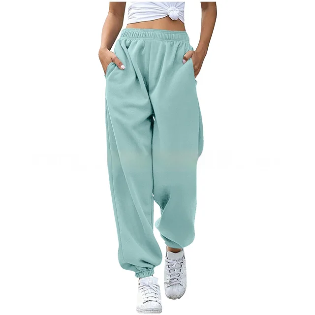 Women's Casual High Waisted Loose Sports Pants Emerald - Shop at LoveMi