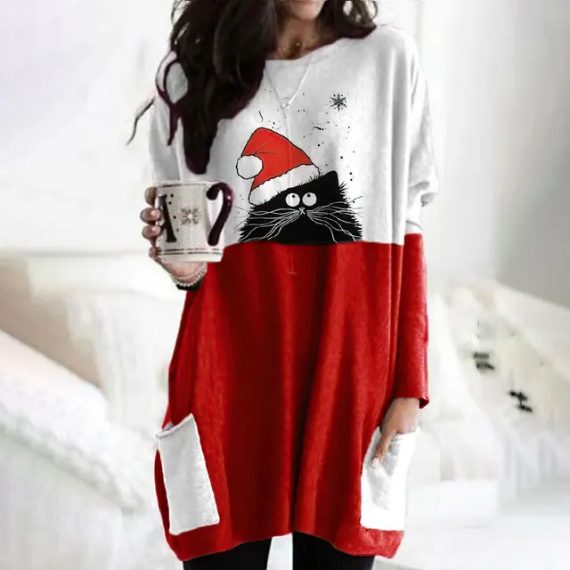 Round Neck Long Sleeve Stitching Casual Pocket Women's T shirt Tops Ksx4981 - Shop at LoveMi