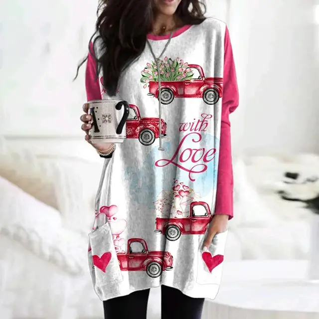 Round Neck Long Sleeve Stitching Casual Pocket Women's T shirt Tops Ksx4992 - Shop at LoveMi