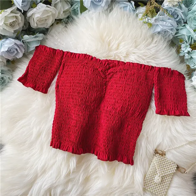 Sexy Floral Chiffon Shirt Short sleeved Summer Western Style Red - Shop at LoveMi