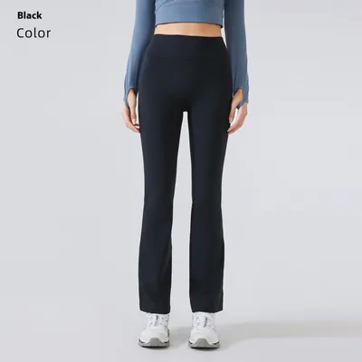 High Waist Yoga Women's Stretch Sports Bell bottom Pants Black - Shop at LoveMi
