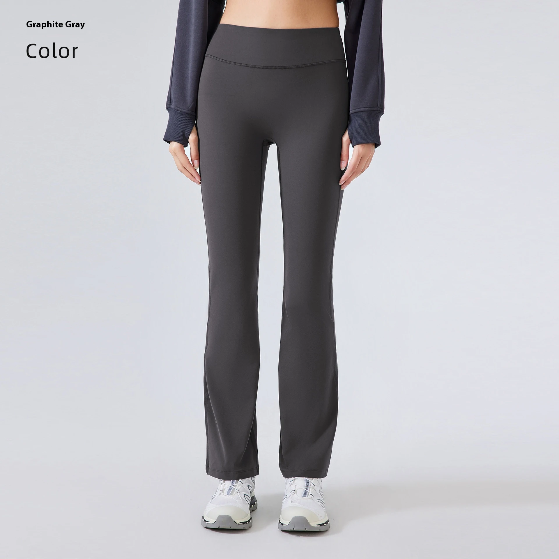 High Waist Yoga Women's Stretch Sports Bell-bottom Pants - Graphite Gray