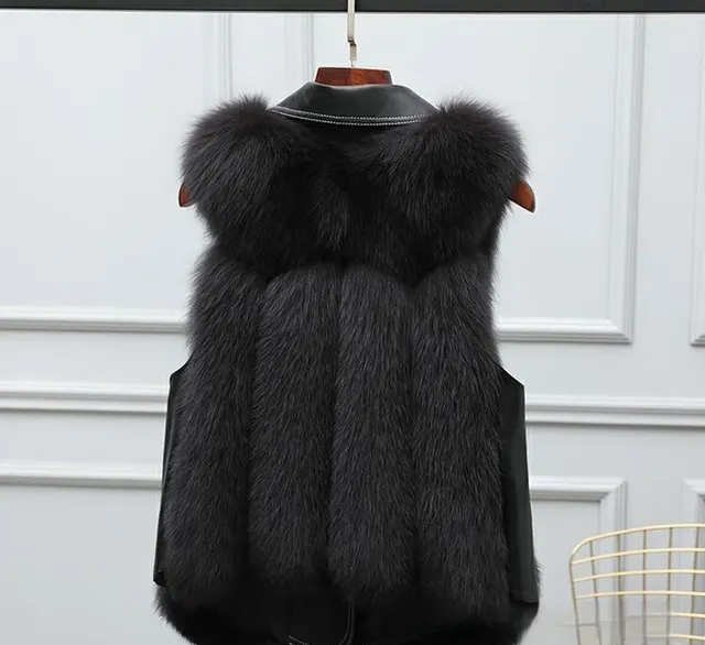 Warm Leisure Stitching Women's Fur Vests Black - Shop at LoveMi