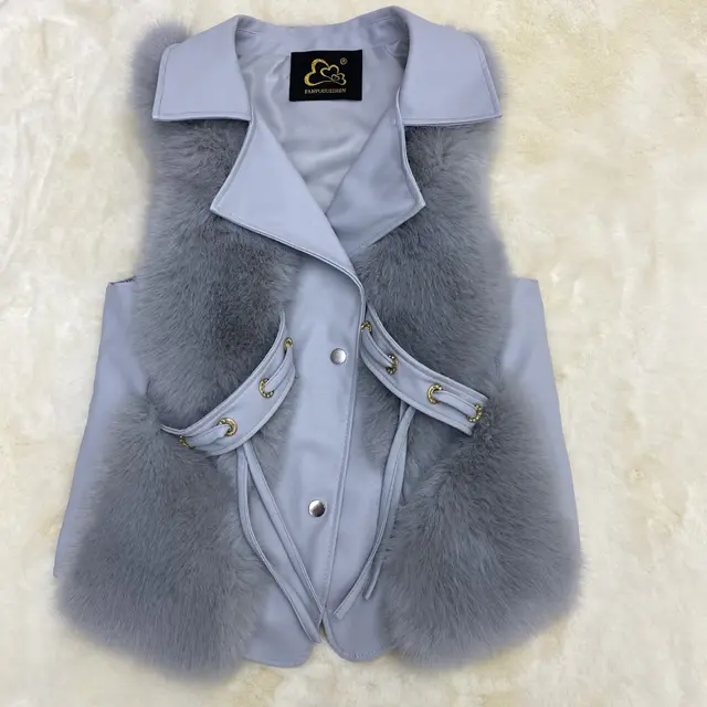 Warm Leisure Stitching Women's Fur Vests Gray - Shop at LoveMi