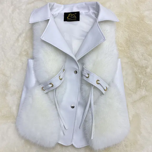 Warm Leisure Stitching Women's Fur Vests White - Shop at LoveMi