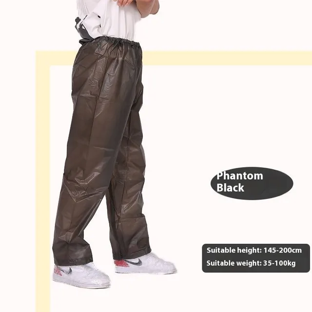 Men's And Women's Lower Body Rain One piece Thickened Rainproof Waterproof Pants Phantom Black - Shop at LoveMi