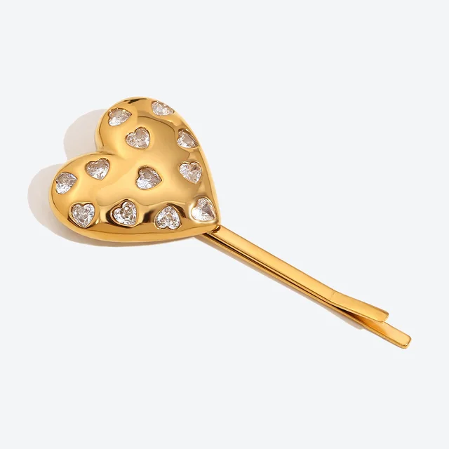 Hair Accessories Stainless Steel Plated 18K Gold Body Love Heart Gold - Shop at LoveMi