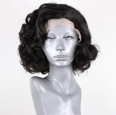 Black Fluffy Big Wave Long Rolled Chemical Fiber Wig Short - Shop at LoveMi