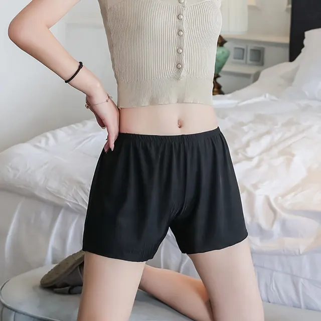 Loose Breathable Women Outer And Inner Wear Short Pants Beauty Ice Silk Black - Shop at LoveMi