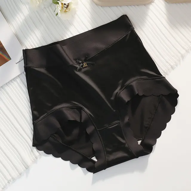 Women's Mid Waist Comfortable Satin Ice Silk Underwear Black - Shop at LoveMi