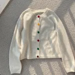 Korean-style Age-reducing Rainbow Single-breasted Round Neck - Beige