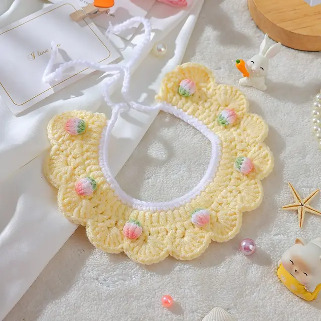 Wool Woven Collar British Shorthair Kittens Handmade Strawberry Cream Yellow - Shop at LoveMi