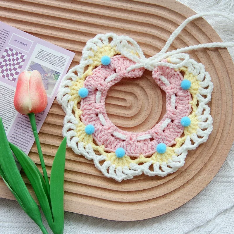 Small Dog Photo Decoration Handmade Scarf - Cherry Blossom Pink Scarf