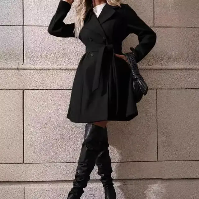 Women's Woolen Coat Long cut Coat Black - Shop at LoveMi
