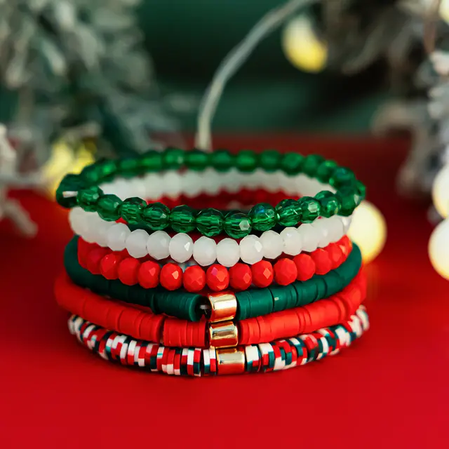 Christmas Polymer Clay Color Bracelet Suit 03Mixed Color Suit5564 - Shop at LoveMi