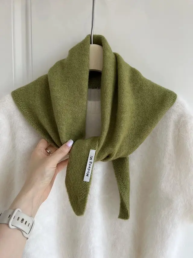 Multi functional Warm All matching Triangular Binder Women's Scarf Knitted Scarf Green - Shop at LoveMi