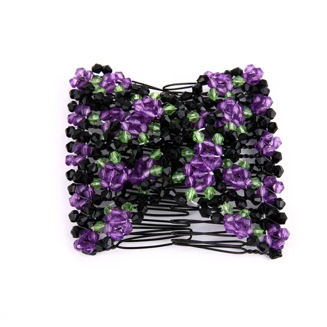 Colorful Beaded Magic Hair Comb Hair Band Purple - Shop at LoveMi