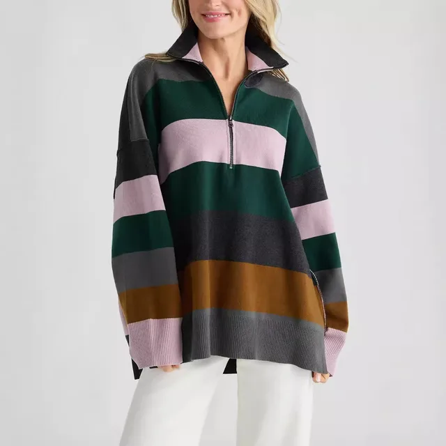 Women's Half Zip Turtleneck Pullover Long Sleeve Green - Shop at LoveMi