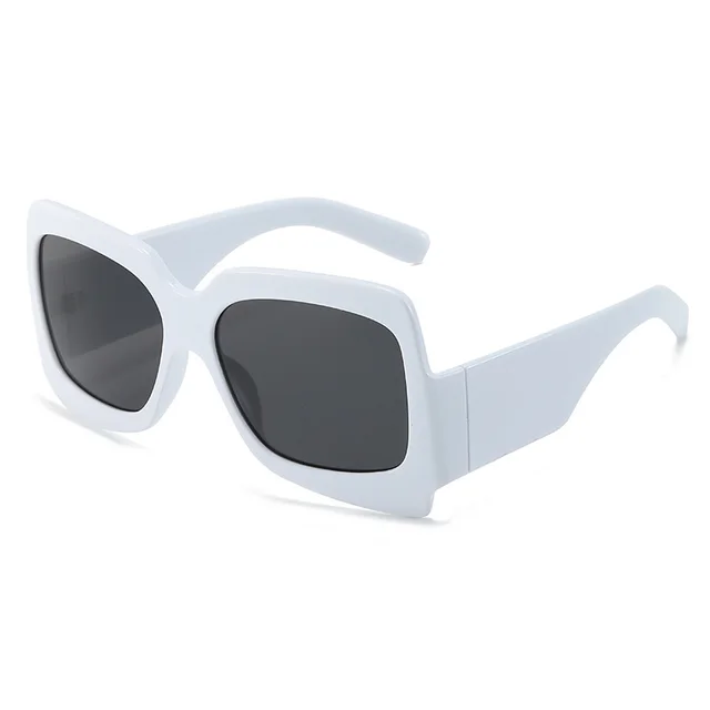 Autumn Fashion Large Rim Internet famous Sunglasses Personality Thick Leg Sunglasses Ins White Frame Full Gray Piece - Shop at LoveMi
