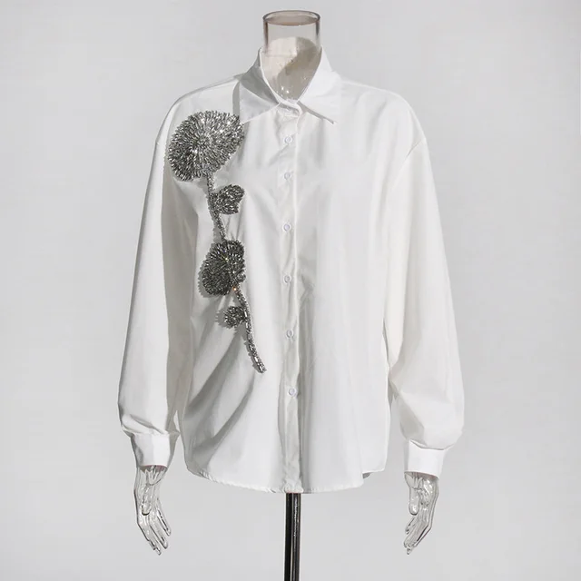 Fashion Casual Loose Slimming Lapel Women's Blouse White - Shop at LoveMi