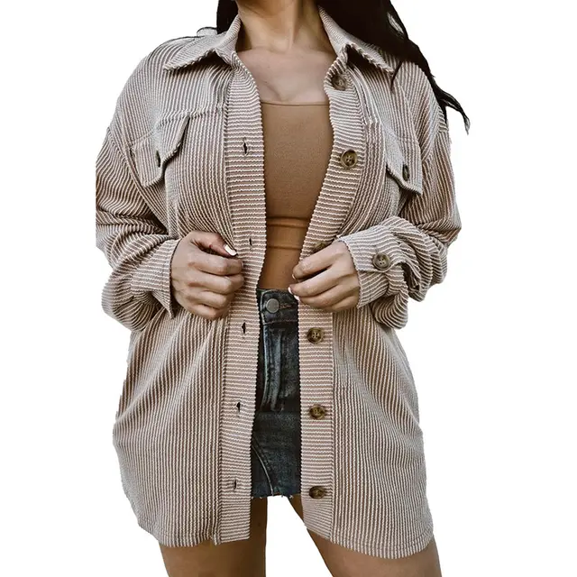 Plus Size Solid Color Loose Casual Texture Long Sleeve Jacket Pl255308P7016 - Shop at LoveMi