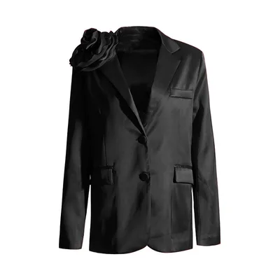 Suit Niche Design Stitching Three dimensional Decoration Casual Women's Black - Shop at LoveMi