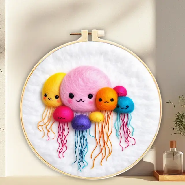 Needle Felt Starter Wool Felt Painting With Embroidery Frame Needle Felt Supplies Mzh 136 Xp - Shop at LoveMi