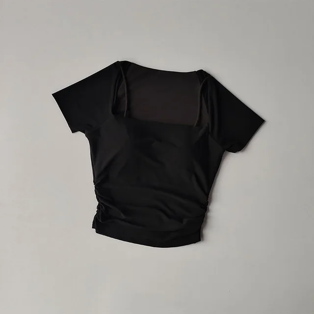 Fake Two piece Yoga Clothes Fixed Chest Pad Sports Top Black - Shop at LoveMi