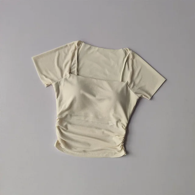 Fake Two piece Yoga Clothes Fixed Chest Pad Sports Top Light Ivory - Shop at LoveMi