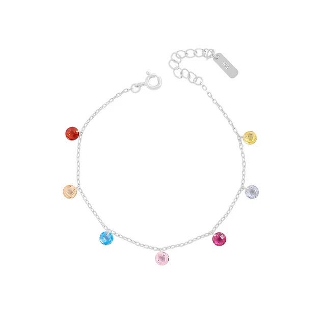 Design Versatile Round Color Zircon Bracelet Sterling Silver Silver - Shop at LoveMi
