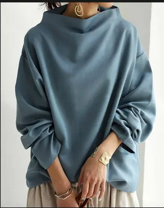 Women's Solid Color Base Loose Casual Top - Peacock Blue