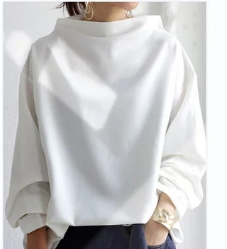 Women's Solid Color Base Loose Casual Top - White