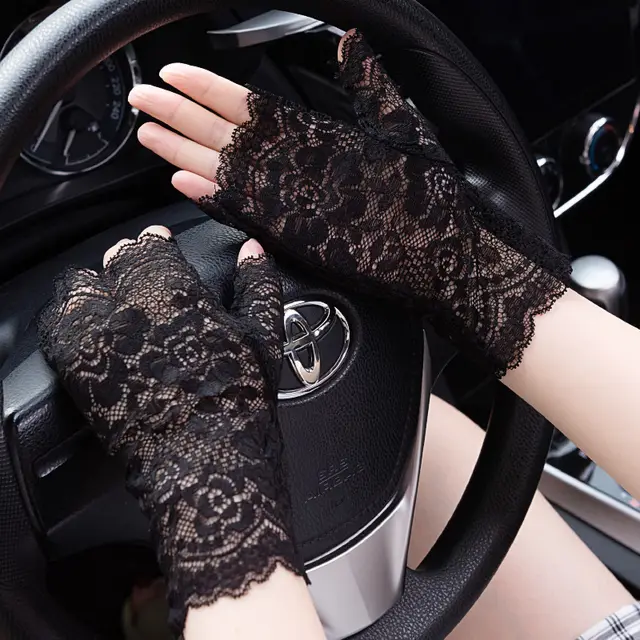 Summer Scar Cover Up Lace Short Gloves Women's Thin Black - Shop at LoveMi