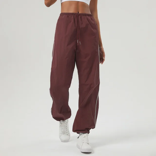 Autumn And Winter New Leisure Cargo Loose Trousers For Women Dark Red - Shop at LoveMi