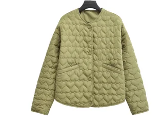 Women's Street Fashion Love Thread Cotton Coat Jacket - Forest Green