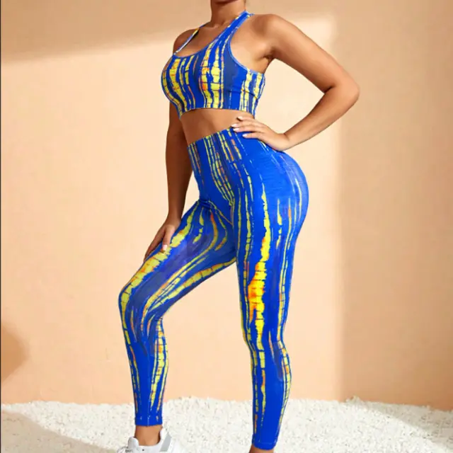 Knitted Running Fitness Wicking Quick drying Yoga Clothes Sapphire Blue - Shop at LoveMi