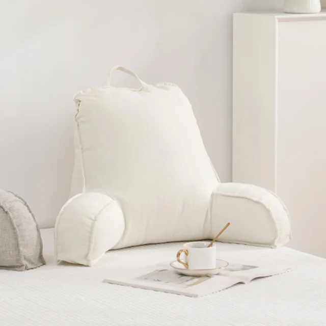 Bedside Soft Upholstery Neck Support Waist Support Sofa Cushion Bed Backrest Ivory White - Shop at LoveMi