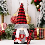 Christmas Doll Ornaments Red And Black Plaid Letters Old Man - Red And Black Plaid For Women