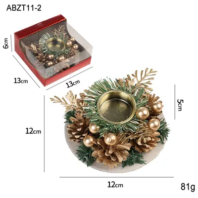 Christmas Candle Metals Candlestick Wreath Artificial Pinball Pinecone Candle Holder Fake Leaves Xmas New Year Home Table Decor Candlestick Type B - Shop at LoveMi