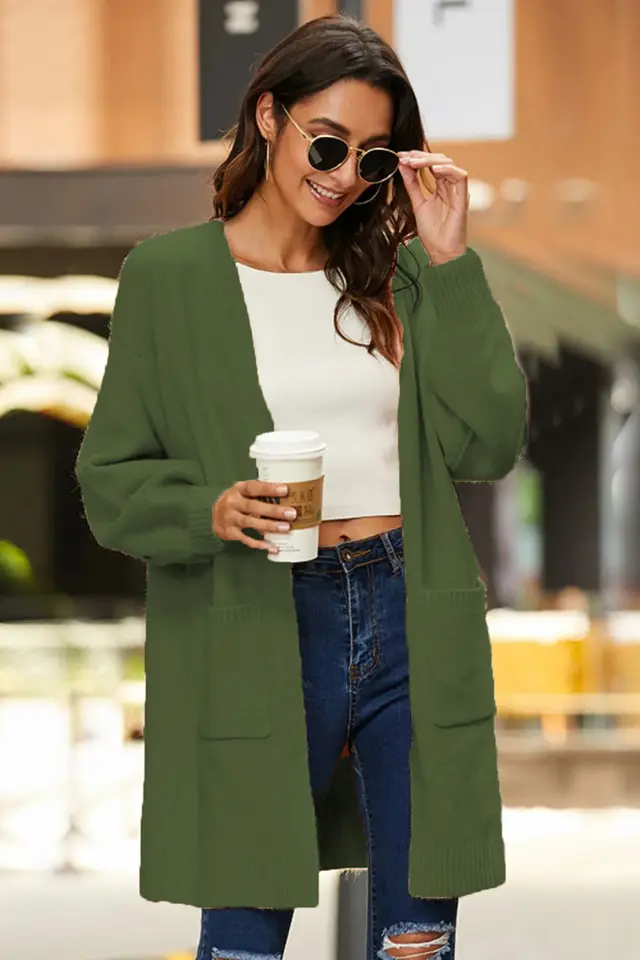 New Knitted Autumn And Winter Sweater Women Army Green - Shop at LoveMi