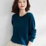 Round Neck Bottoming Shirt Long Sleeve Pullover - Seaweed Blue