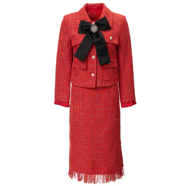 Bow Long Sleeve Coat Hip Tassel Skirt As Shown In The Figure - Shop at LoveMi