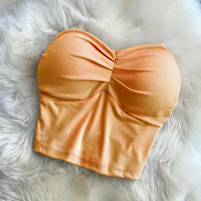 Outer Wear Wrapped Chest Strapless With Chest Pad Anti exposure Inner Base Underwear Apricot - Shop at LoveMi