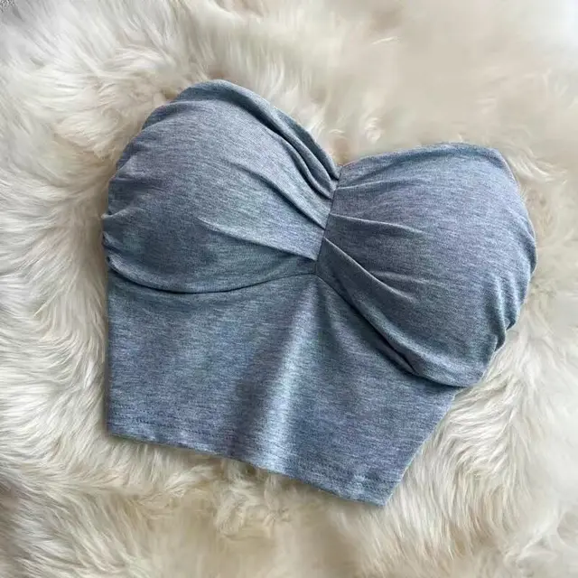 Outer Wear Wrapped Chest Strapless With Chest Pad Anti exposure Inner Base Underwear Gray - Shop at LoveMi