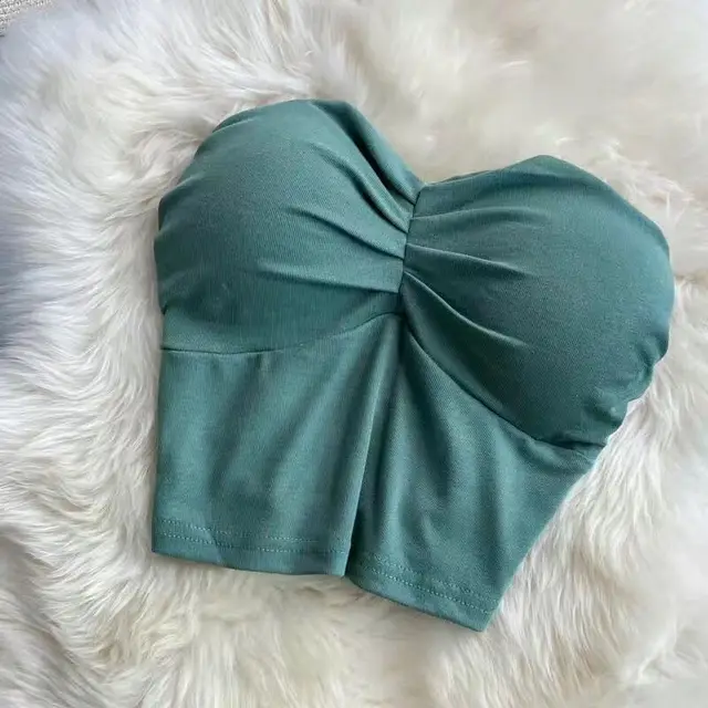 Outer Wear Wrapped Chest Strapless With Chest Pad Anti exposure Inner Base Underwear Green - Shop at LoveMi
