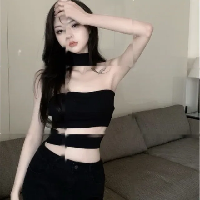 Halter Small Sling Vest Women's Short Slim Top Black - Shop at LoveMi