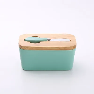 Butter Box Sealed Can Butter Bamboo Cover Cheese With Knife Pure Green Knife - Shop at LoveMi