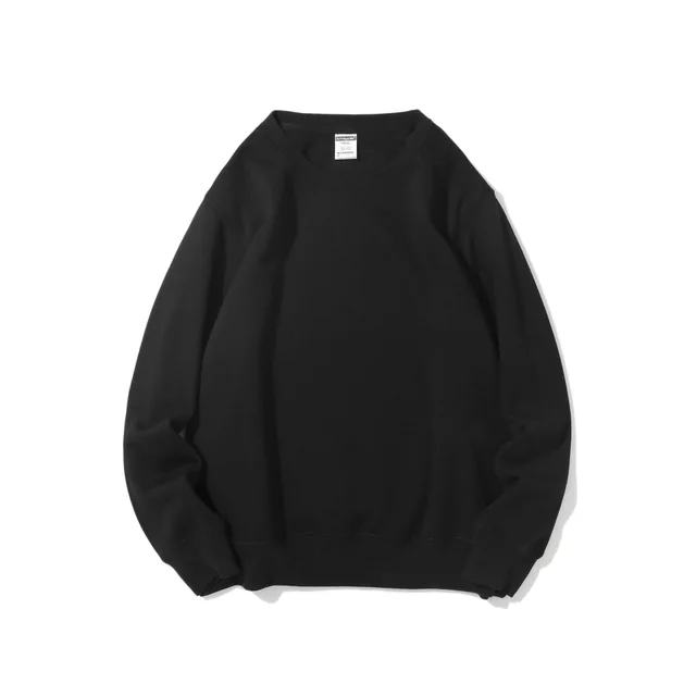 Polar Fleece Round Neck Sweater Fleece lined Light Board Candy Color Long sleeved Thickened Coat Black - Shop at LoveMi