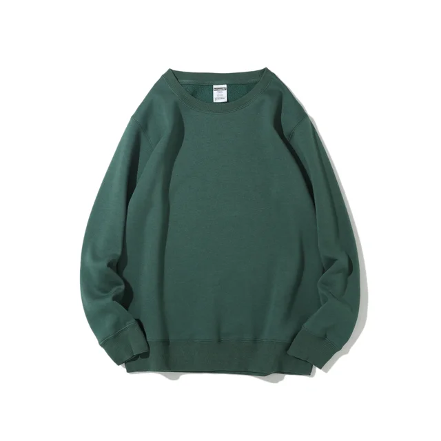 Polar Fleece Round Neck Sweater Fleece lined Light Board Candy Color Long sleeved Thickened Coat Olive Green - Shop at LoveMi