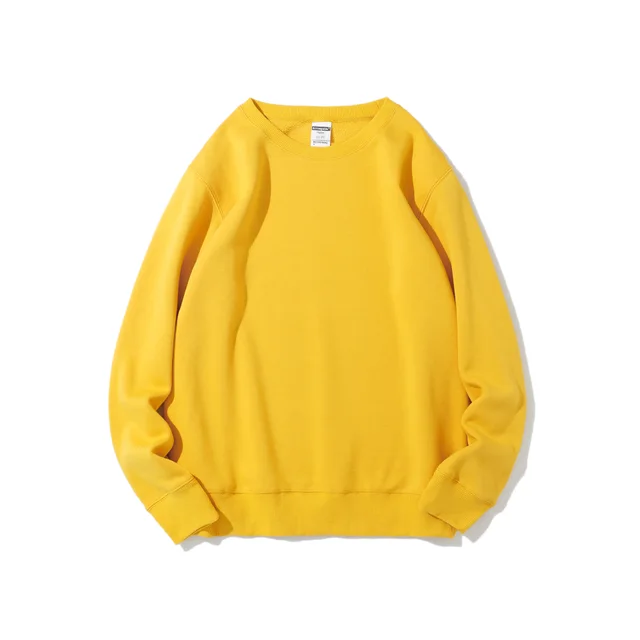 Polar Fleece Round Neck Sweater Fleece lined Light Board Candy Color Long sleeved Thickened Coat Turmeric - Shop at LoveMi